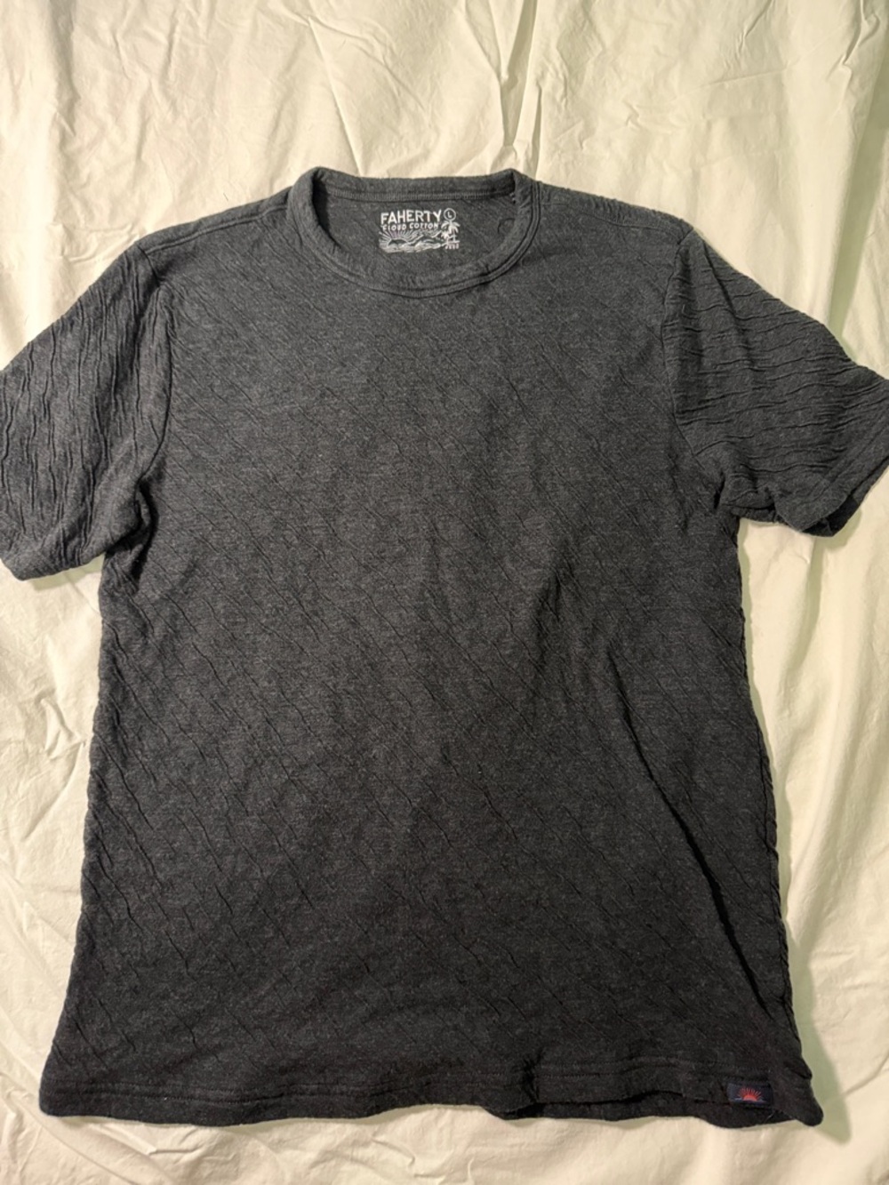 Faherty Short Sleeve Crewneck T-Shirt in Charcoal Gray